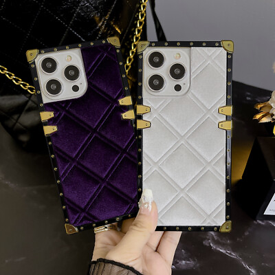 #ad Square 3D Velvet Big Plaid pattern UNBreak Soft TPU Cell Phone Case Back Skin $11.99