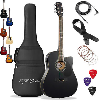#ad Thinline Cutaway Acoustic Electric Guitar with Gig Bag Right Handed $89.99