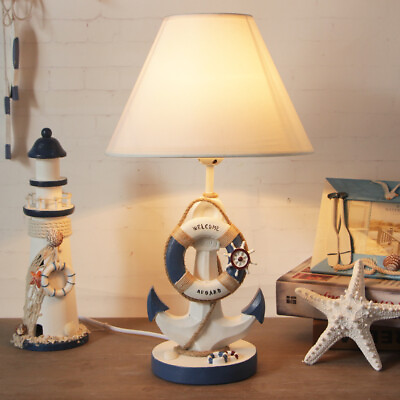#ad Modern Fabric Table Lamp LED Reading Desk Light for Kids Room Nautical Theme $76.90