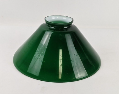 #ad Antique Vintage 10” Emerald Green Cased Slant Milk Glass Shade Desk Bar $44.99