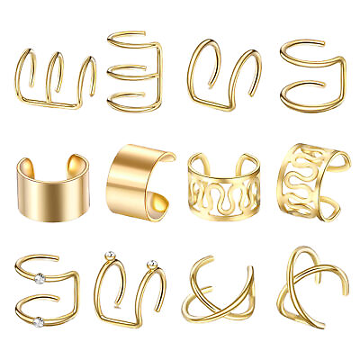 #ad 12Pcs Women Metal Earrings Nightclub Pierced Simple Ear Clips Jewelry Gift hs $8.44
