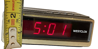 #ad Vintage Westclox LED Alarm Clock 22648 Model Wood Grain Works Tested $15.98
