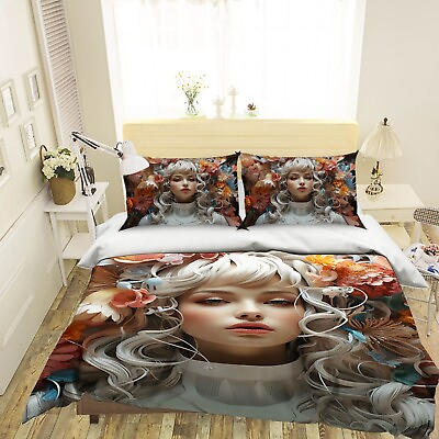 #ad 3D Girl Flower G360 Bed Pillowcases Quilt Duvet Cover Set Queen King Honey 23 AU $94.99
