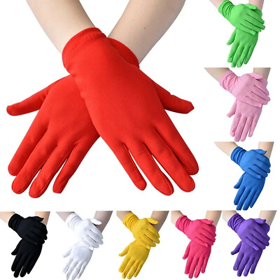 #ad Women Satin Warm Gloves Full Finger Gloves Wedding Prom Costume 15 Colors $6.99