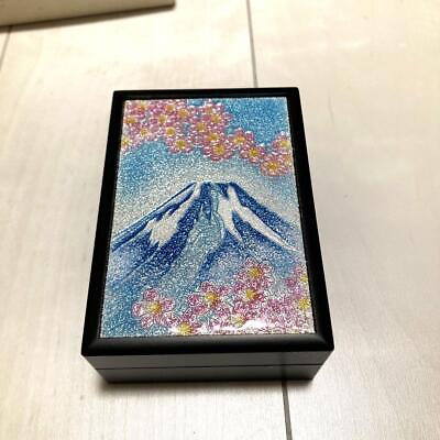 #ad Cloisonne Decoration Wooden Case 4.7 inch Mt. Fuji pattern Japanese Box $79.00