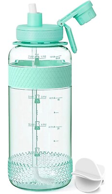 #ad Motivational Water Bottle BPA Free 2.2L 64oz Jug with Straw and Time Tracker Gym $12.99