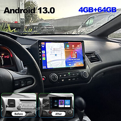 #ad 64G For Honda Civic 2006 2011 Apple CarPlay Auto Android 13 Car Radio Stereo GPS $129.79