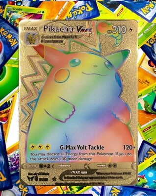 #ad Pikachu VMAX Rainbow Gold Pokémon Card Collectible Gift $9.30