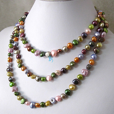 #ad #ad 52quot; 6 8mm Multi Color Baroque Freshwater Pearl Necklace Strand Jewelry $20.28