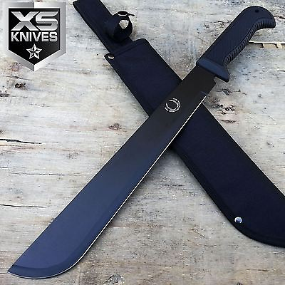 #ad BLACK Hunting MACHETE Fixed Blade Sword ARMY Military JUNGLE Knife Sheath 18quot; $17.95