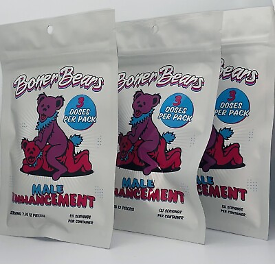 #ad Boner Bear Male Enhancement 4 Packs Gummies 3 Doses per Bag MAX EFFECT $32.75