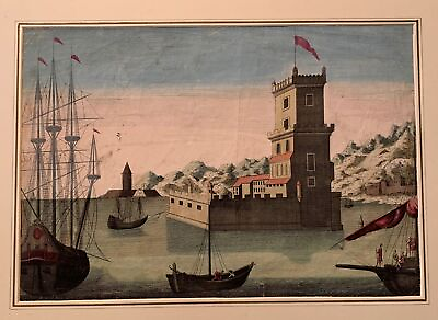 #ad Tower Of Belem IN Lisbon Engraving Antique Century $455.87