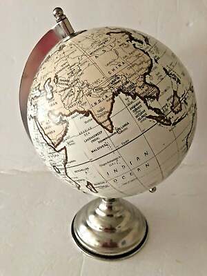 #ad Contemporary 7 inch White and Gold Rotating Desk Globe with Metal Base $26.99