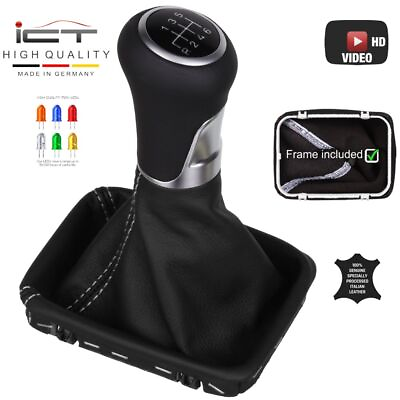 #ad ICT gear shift knob boot gaiter for Chrysler Crossfire LED stitch silver B41 $126.27