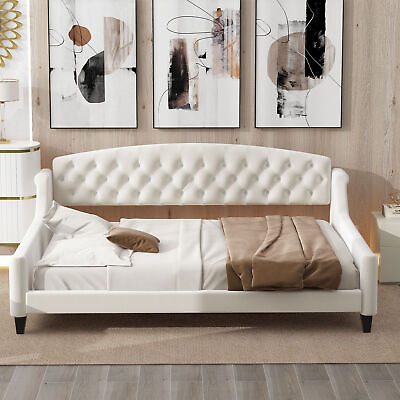 #ad Modern Luxury Tufted Button Daybed Full Beige 09AAA $306.89