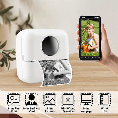 #ad Portable Mini Printer Bluetooth Inkless Pocket Thermal Photo PrinterRoll Paper $23.95