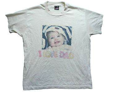 #ad VTG Baby Shirt Adult Large I Love Dad Photograph Single Stitch Streetwear Mens $18.04