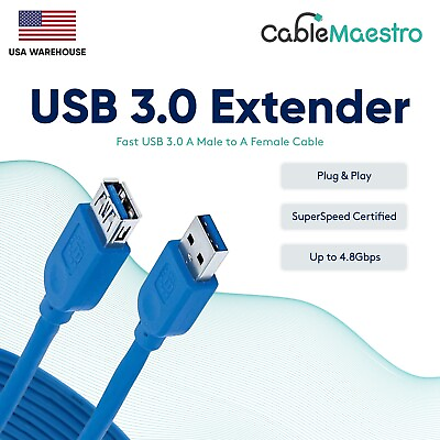 #ad USB 3.0 Extension Extender Cable Cord Type A Male to A Female 3 15FT HIGH SPEED $11.95