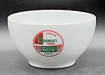 #ad RETIRED Pottery Barn Milk White Ceramic Cereal Bowl DAQUILA#x27;S Dairy 6quot; x 3.5quot; $25.00