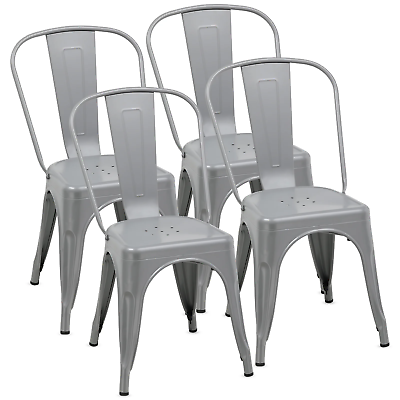 #ad Metal Dining Chair Stackable Chic Side Classic Trattoria Metal Chairs Set of 4 $136.18