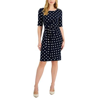 #ad Connected Apparel Womens Polka Dot Ruched Sheath Dress Petites BHFO 8756 $29.99