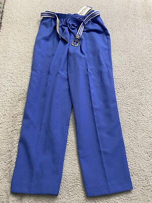 #ad Alred Dunner Women Elastic Waist Straight Pull On Pants w Belted Blue Size 16 $21.59