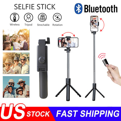 #ad Wireless Bluetooth Remote Selfie Stick Tripod Desktop Stand For iPhone Samsung $8.50