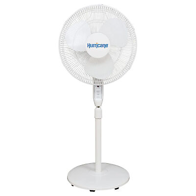 #ad Hurricane Supreme 16 Inch 3 Speed Oscillating Stand Pedestal Fan w Remote White $38.60