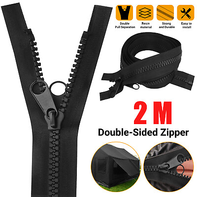 #ad Heavy Duty Double Sided Resin Zipper 200cm Black Clothes Jacket DIY Sewing Craft $8.98