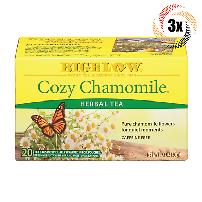 #ad 3x Boxes Bigelow Cozy Chamomile Herbal Tea 20 Pouches Per Box .73oz $21.77