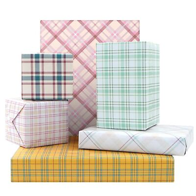 #ad Classic Plaid Wrapping Paper Popular Light Color Tartan Gift Wrap Paper 6 she... $17.21