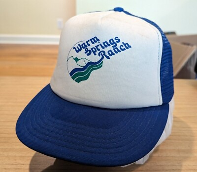 #ad VTG Warm Springs Ranch Meshback Strapback Trucker Hat Cap Blue White Used $9.99