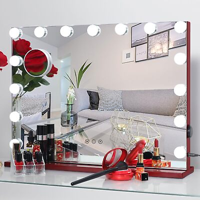 #ad Hollywood Vanity Mirror with Lights Lighted Makeup Mirror with 15pcs Dimmabl... $53.04