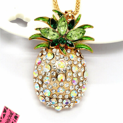 #ad New Fashion Women Shiny Crystal Rhinestone Pineapple Pendant Chain Necklace $3.95