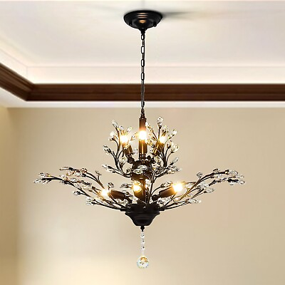 #ad Vintage Crystal Branch Chandeliers Black Ceiling Pendant Light with 7 Light $125.59
