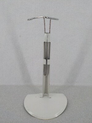 #ad DOLL STAND 5 1 2 INCH METAL STAND HALF CIRCLE BASE BENDABLE ARMS PREOWNED $4.49