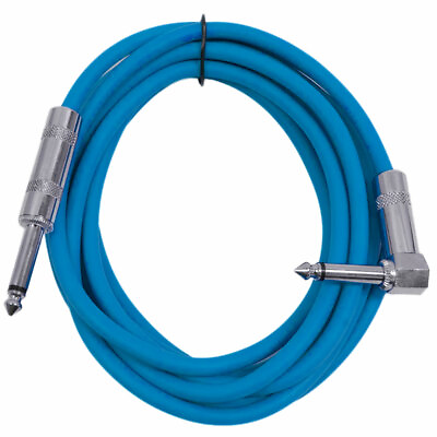 #ad Seismic Audio 10#x27; Blue Guitar Cable TS 1 4quot; to Right Angle Instrument Cord $16.99