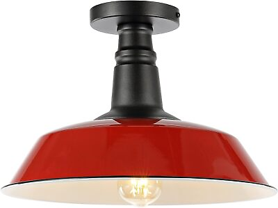 #ad Red Bronze 1 Light Classic Industrial Indoor Iron LED Semi Flush Mount $64.43