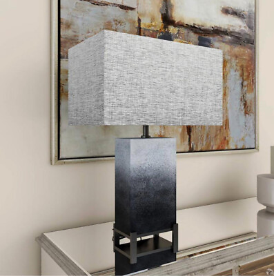 #ad Contemporary Modern Elegant Grey Polystone Iron Metal Table Lamp With Shade $109.99