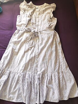 #ad OLD NAVY ladies XL Striped Button Front Dress LINED belted $18.90