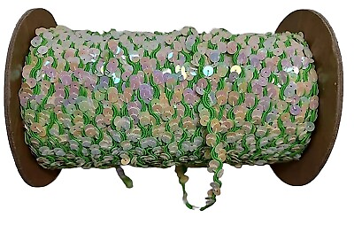 #ad Green AB Color Iridescent Sequins 1 2quot;w String Ribbon Trim Sewing Craft 40yrds $27.49