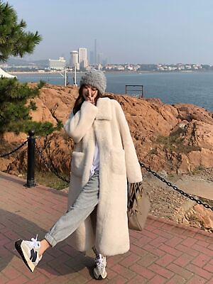 #ad Winter Fur Integrated Medium Long Thick Mink Down Knee Length Fur Coat Women $126.74