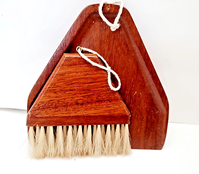#ad Vintage Teak Wood Crumb Brush Dust Pan Tray made in Denmark $79.95