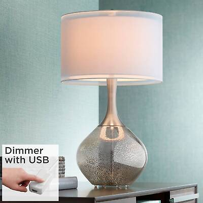 #ad Modern Table Lamp with USB Port Mercury Glass Twin Shade for Living Room $189.98