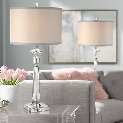 #ad Modern Table Lamps Set of 2 Crystal Column for Living Room Family Bedroom $159.90