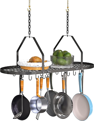 #ad Auroglint Ceiling Pot and Pan Rack with 20 Hooks Decorative Mounted Storage for $109.24
