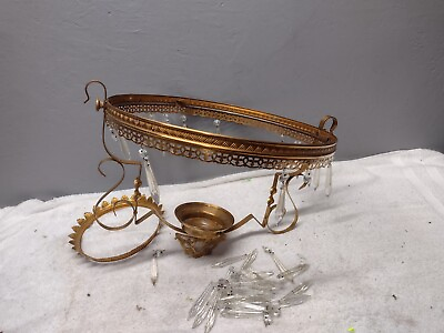 #ad Antique Victorian Hanging Parlor Oil Lamp Frame 14quot; Chandelier Brass Frame $140.00