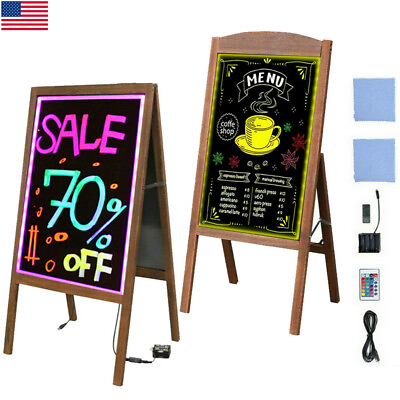 #ad LED Writing Message Board A Frame Chalkboard Easel Floor Advertising Sign Board $55.93
