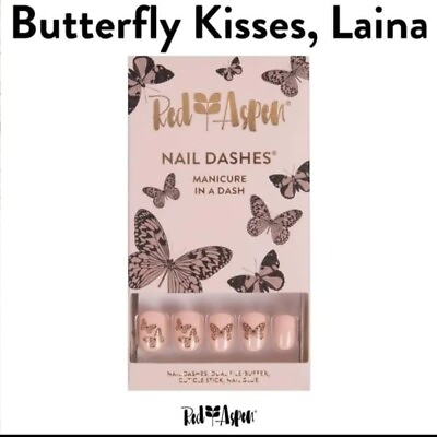#ad Red Aspen Butterfly Kisses Laina Pop Press On Nail Dashes Set New Reusable $18.95
