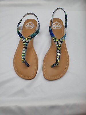 #ad Fergalicious By Fergie Blue Jeweled Sandal New Size 10 $60.00